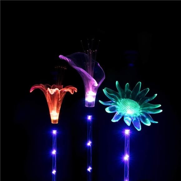 Solar Garden Stake Lights - Set of 3 Decorative Multi-Color Changing LED Flower - Picture 6 of 7